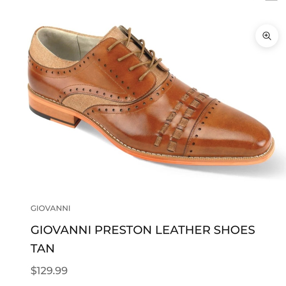 Giovanni Preston Leather Shoes Tan Brown Mens 9 Wedding Dress Professional Groom